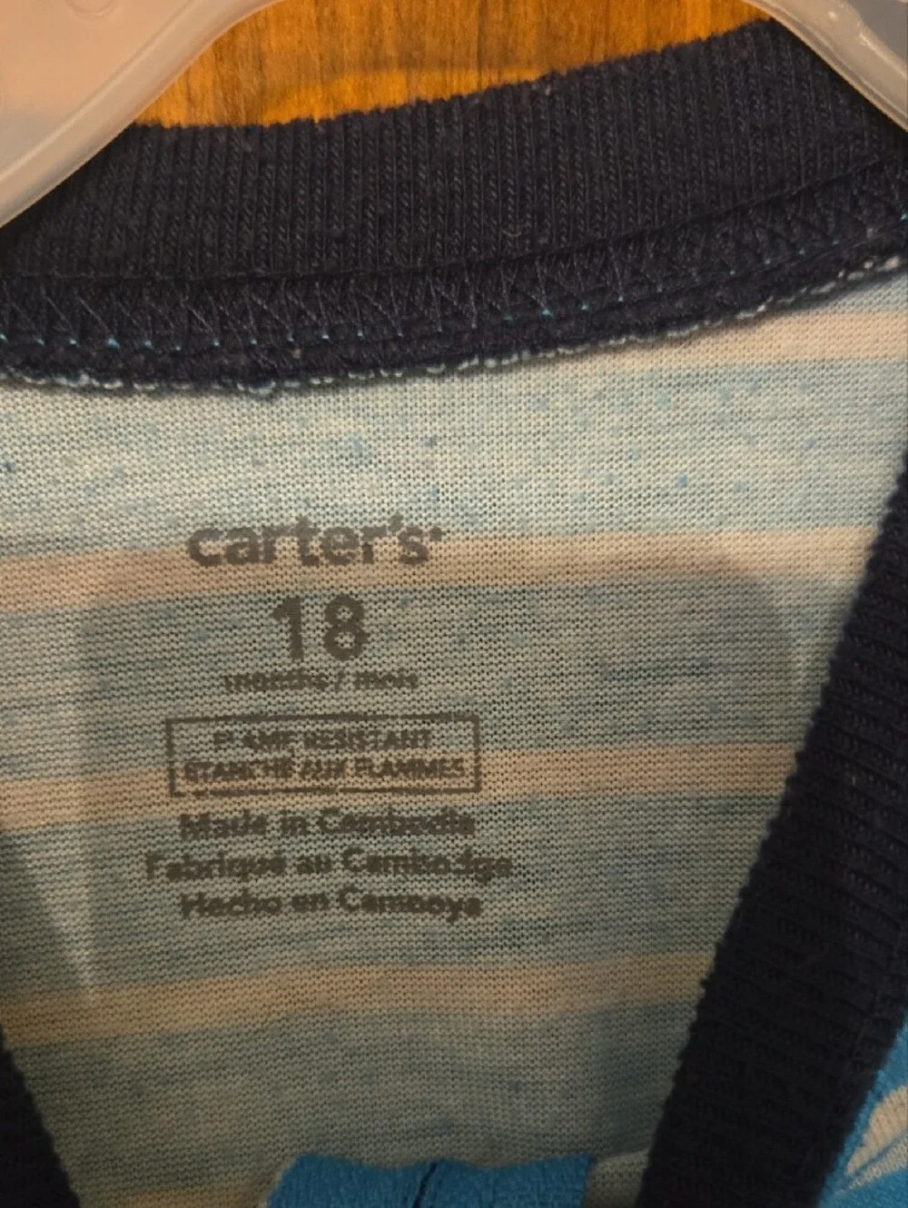 Carter's Blue & White Striped Footed Pajama with Whale Applique